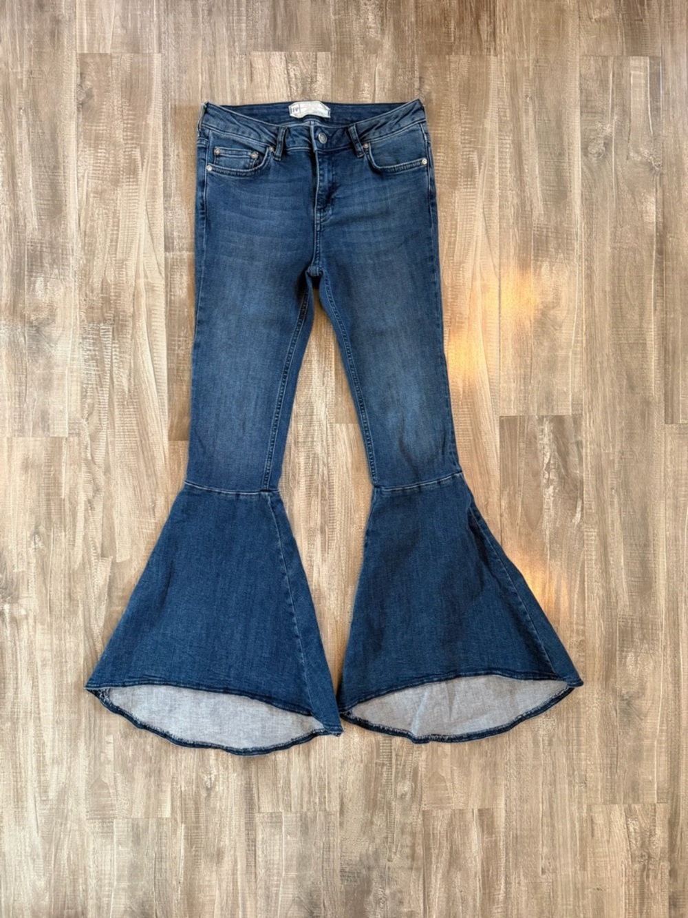 Free People Dark Blue Denim Extreme Flare Jeans